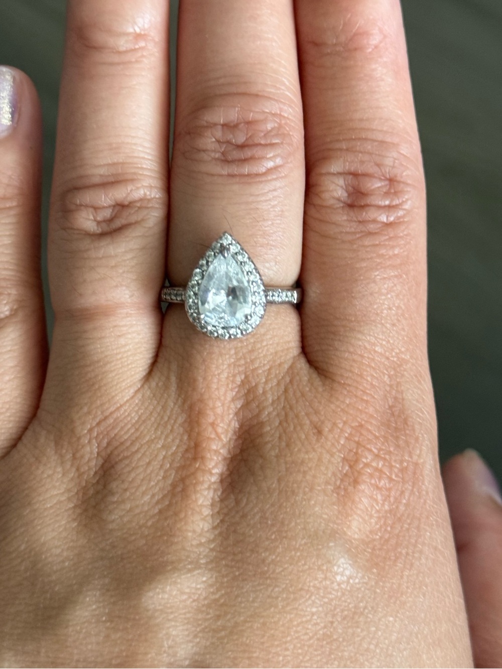 Pear shaped engagement ring replica 925